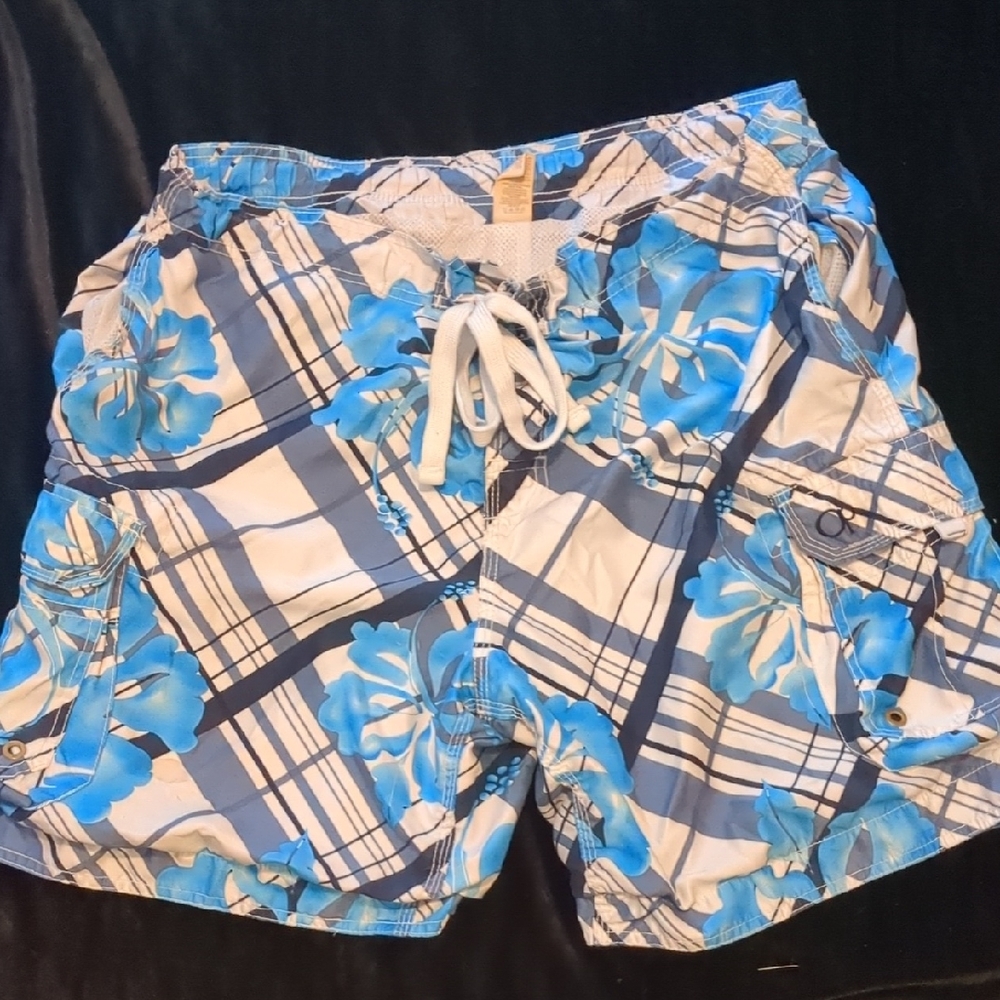OP Blue and White Floral Board Shorts